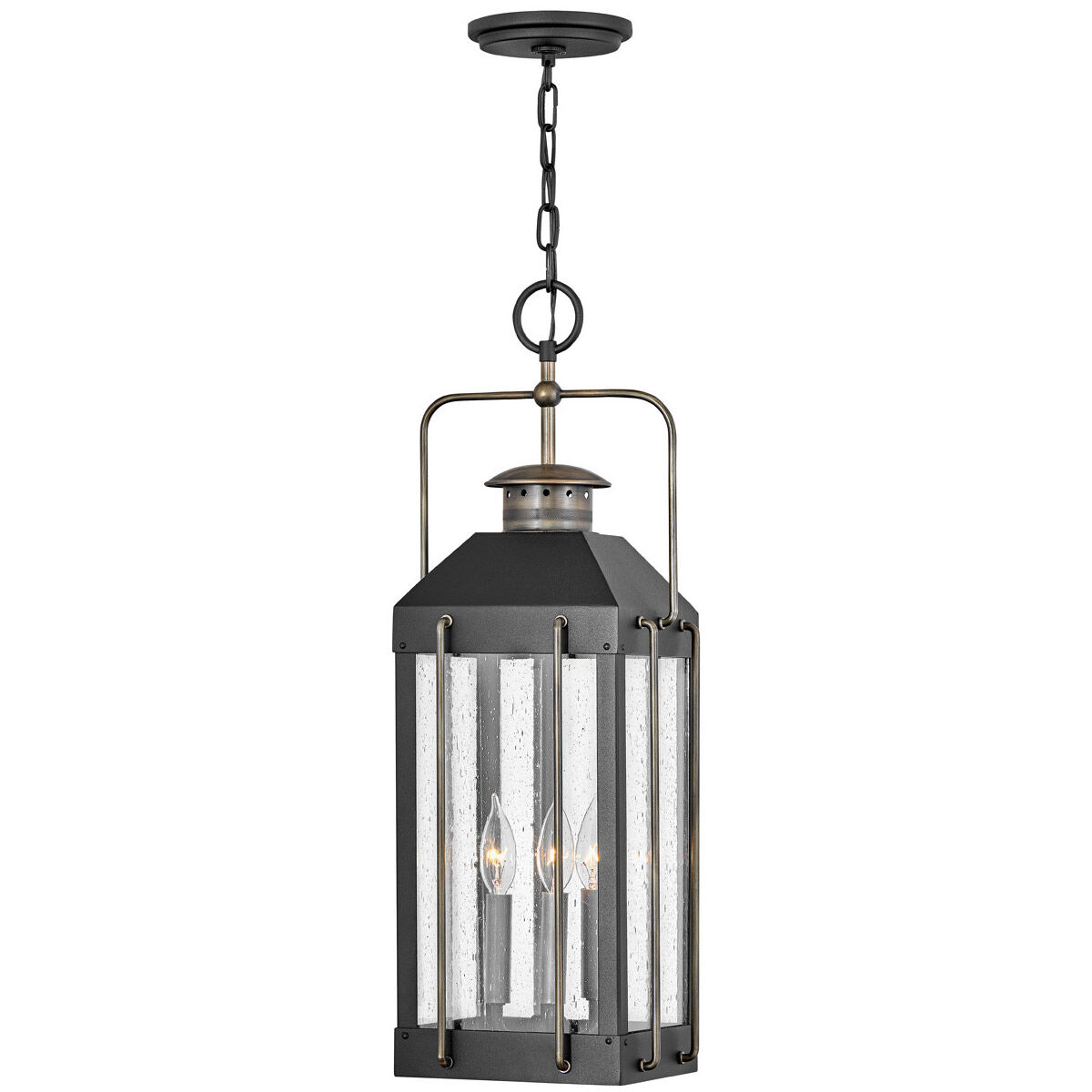 Heritage Fitzgerald 3 Light 9.25 inch Textured Black Outdoor Hanging Lantern