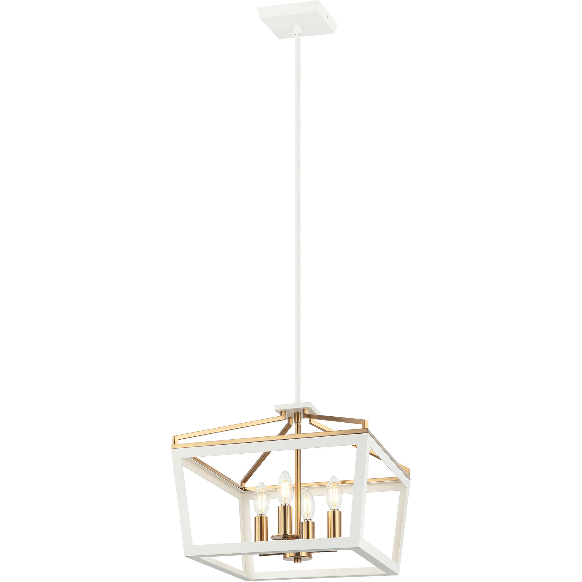 Mavonshire 4 Light 16 inch White and Aged Gold Brass Chandelier Ceiling Light