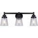 Declan 3 Light 25 inch Matte Black Vanity Light Wall Light