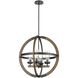 Okanagan 4 Light Graphite and Ironwood on Metal Orb Ceiling Light