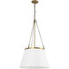 Alora Mood Speakeasy 1 Light 18 inch Aged Gold and White Linen Pendant Ceiling Light