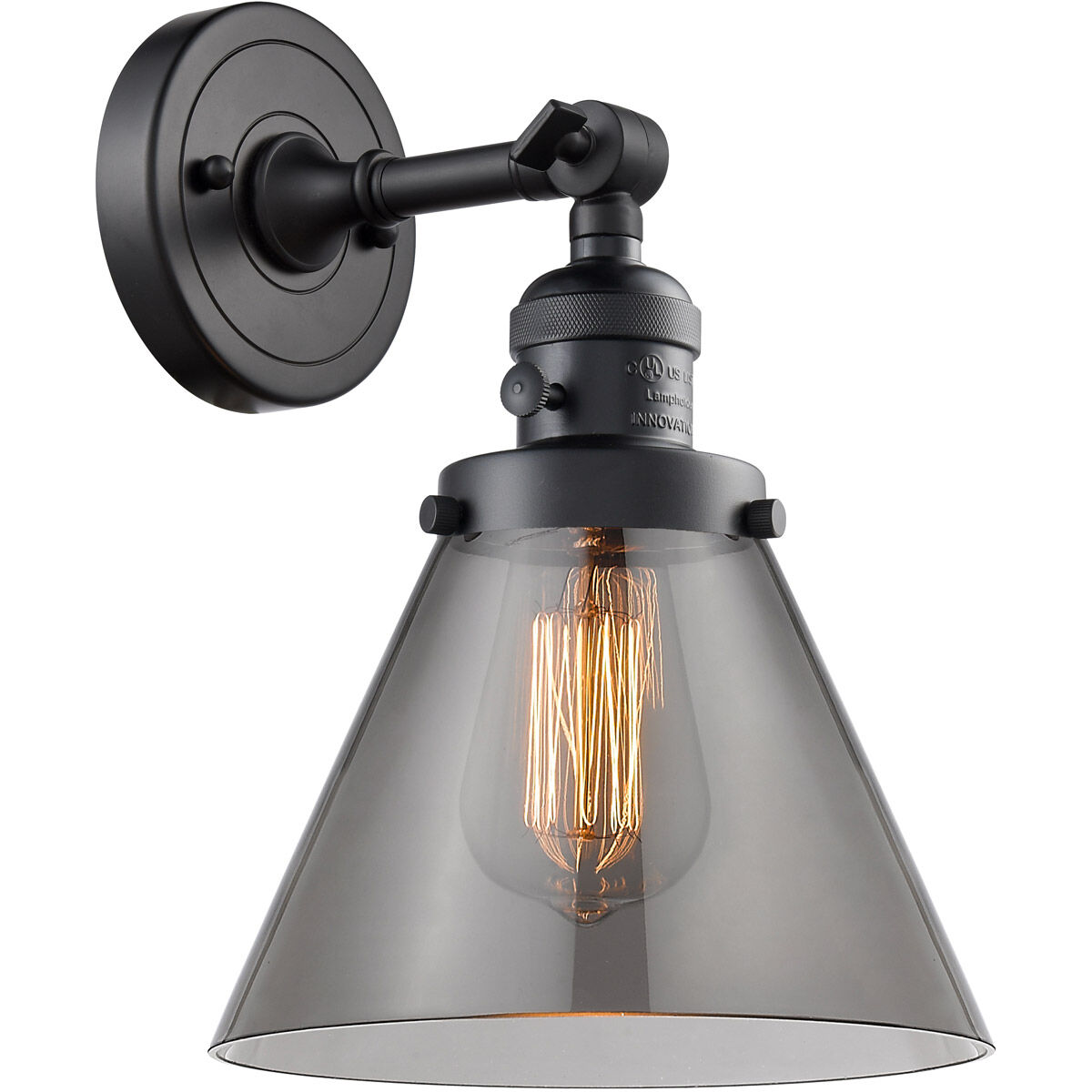 Franklin Restoration Large Cone LED 8 inch Matte Black Sconce Wall Light, Franklin Restoration
