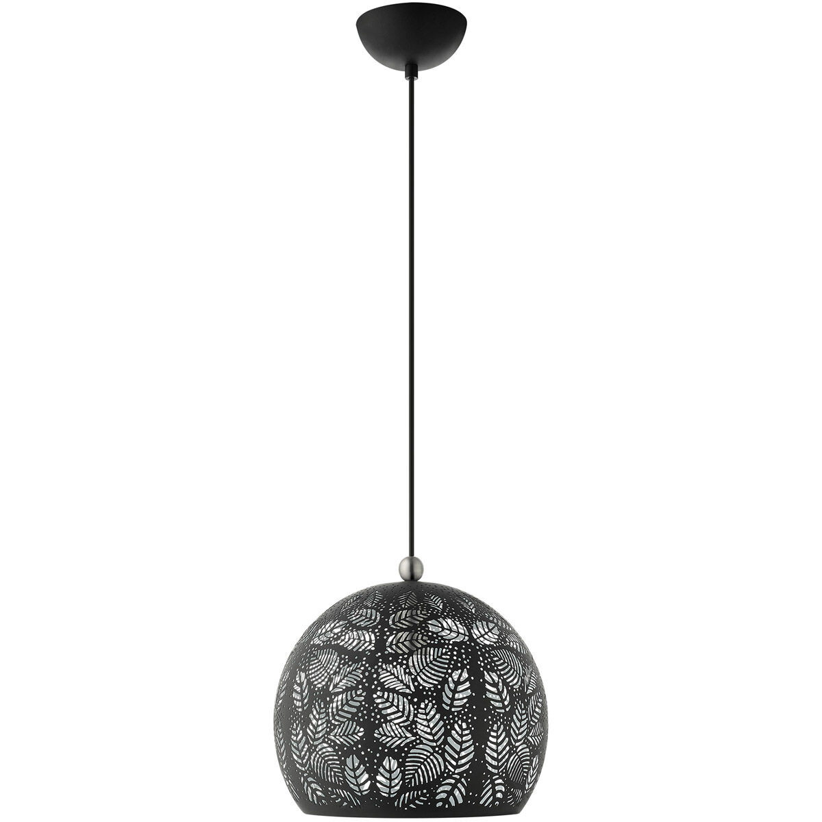 Chantily 1 Light 12 inch Black with Brushed Nickel Accents Pendant Ceiling Light