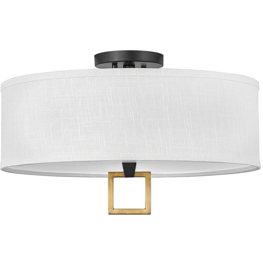 Galerie Link 3 Light 18 inch Black with Heritage Brass Indoor Semi-Flush Mount Ceiling Light