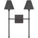 Jefferson 2 Light 16 inch Matte Black Wall Sconce Wall Light