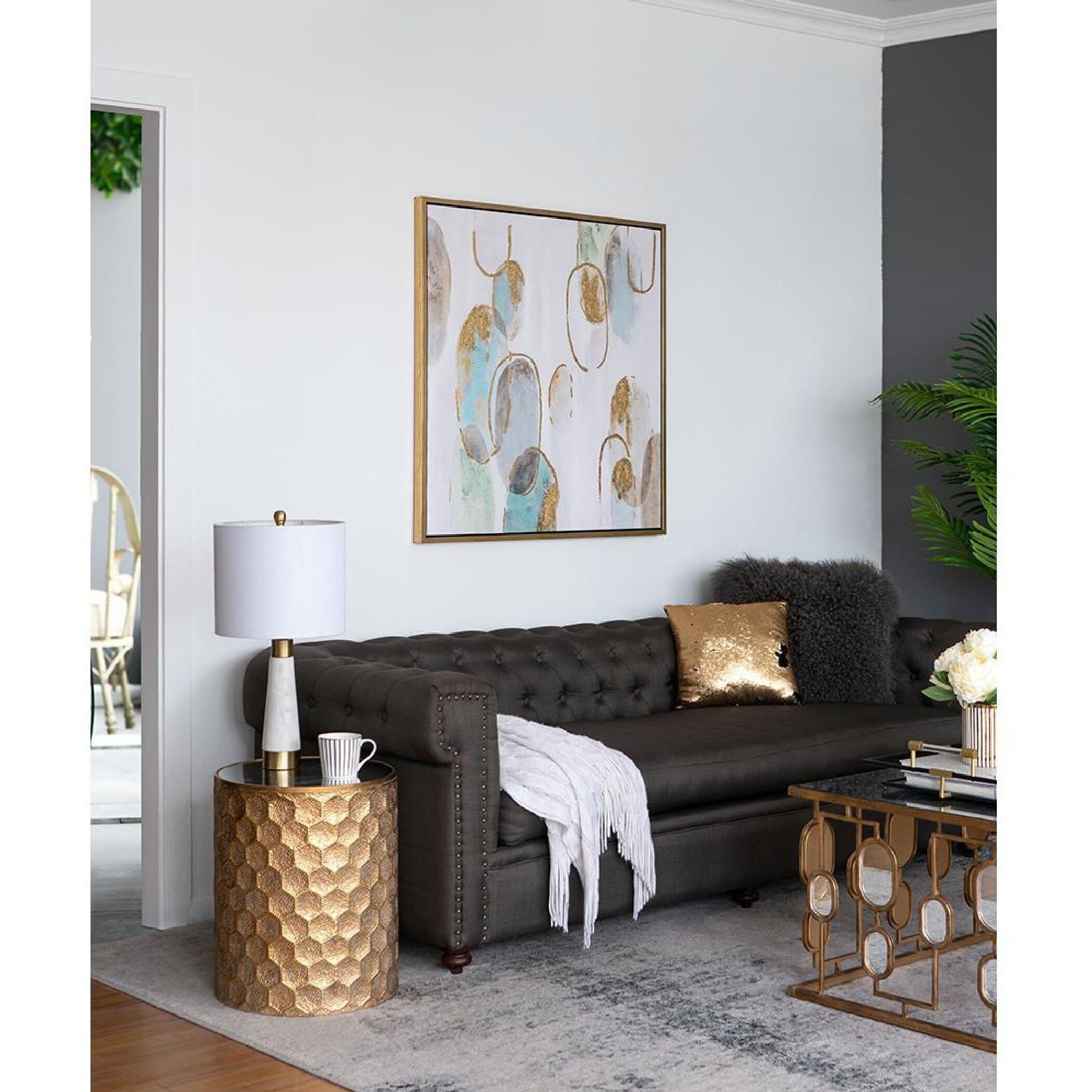 Gizem Gold/Gray/Blue Wall Art