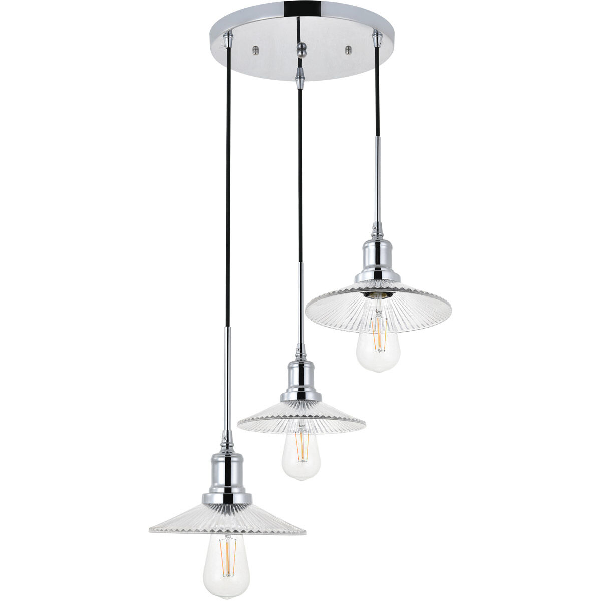 Waltz 3 Light 19 inch Chrome Pendant Ceiling Light