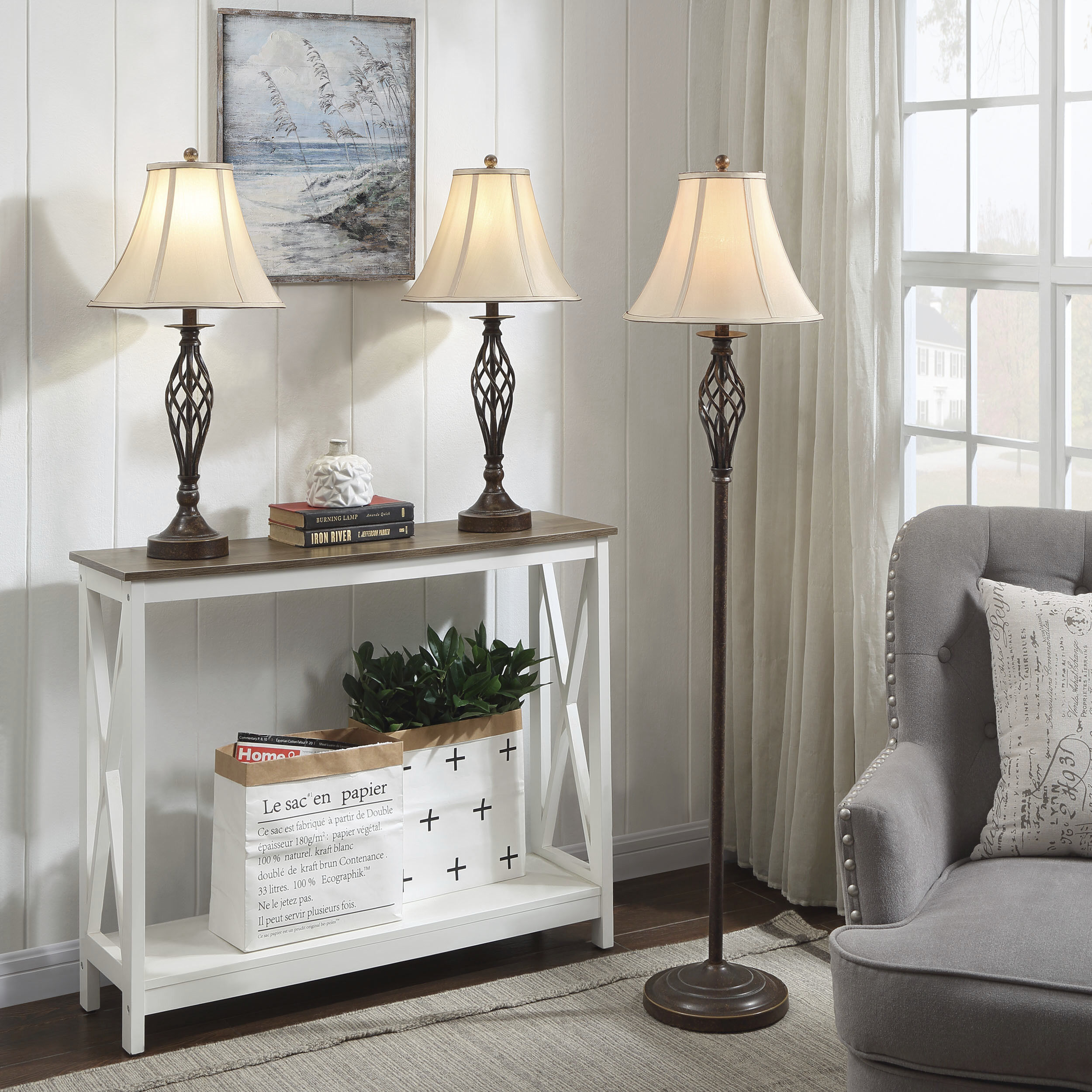 Signature 61 inch 100 watt Barclay Brass Table Lamp Portable Light