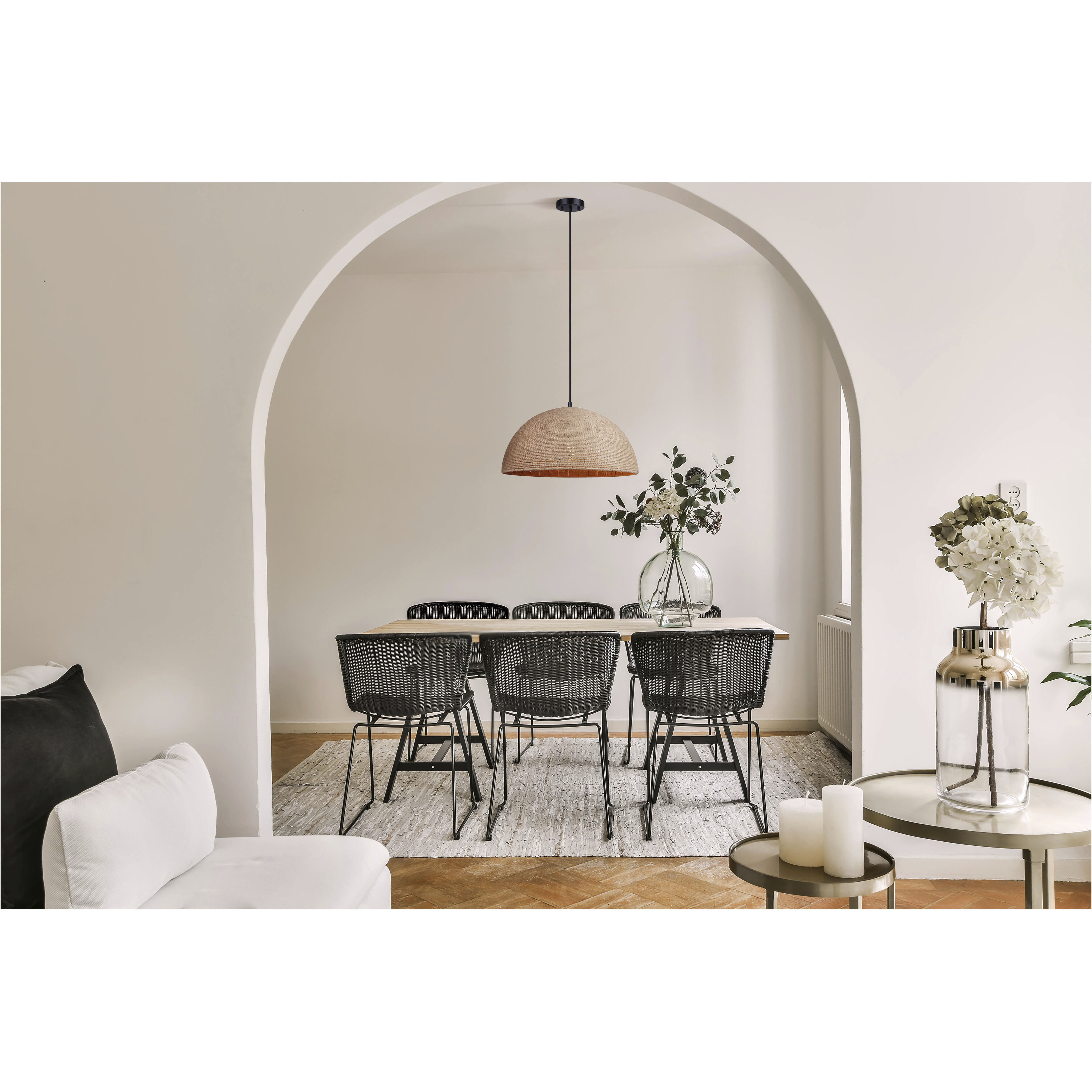 Aubrie 3 Light 20 inch Matte Black/Rope Color Pendant Ceiling Light