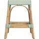 Robias Rectangular Rattan 24.5" Counter Stool in White and Green Dot