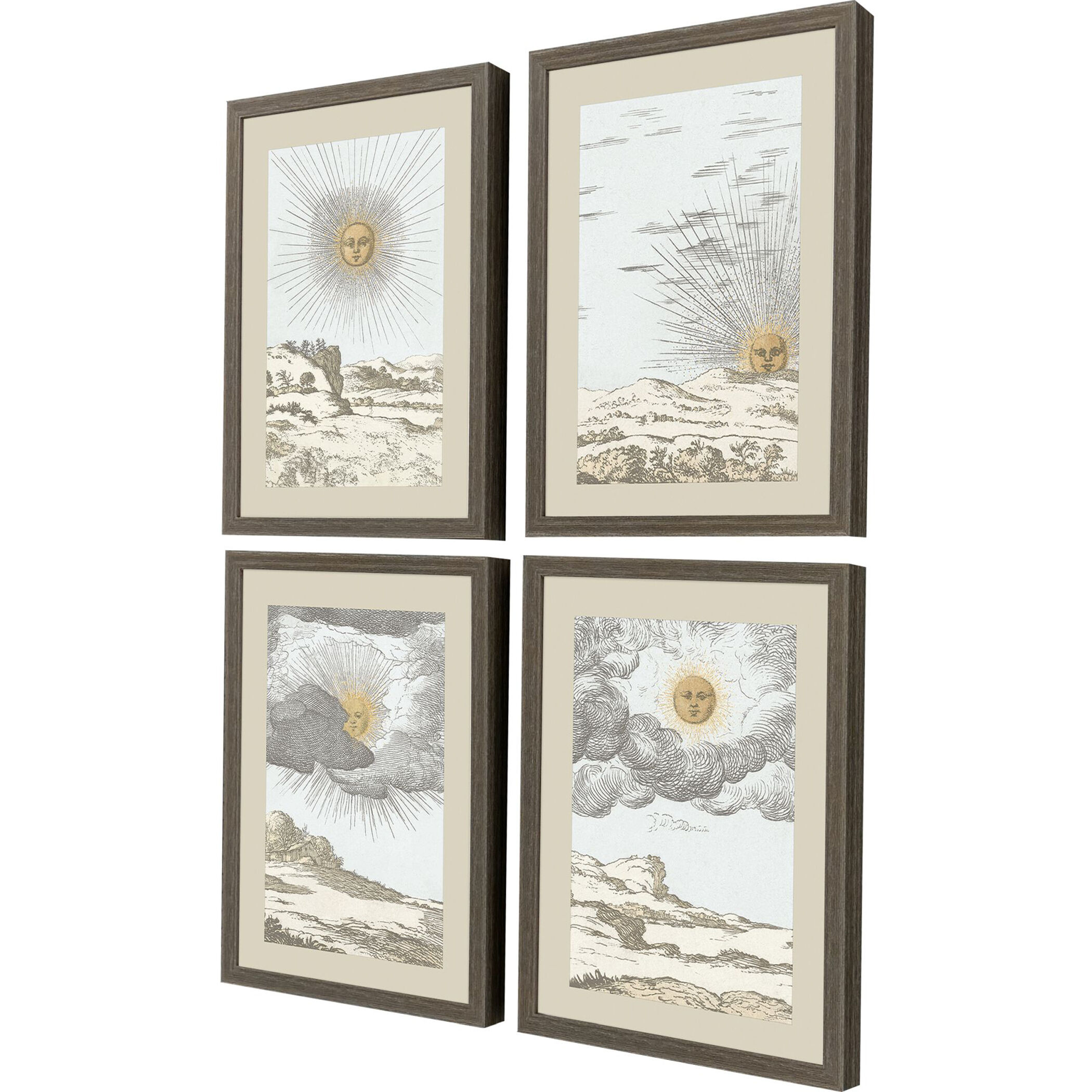 Sun White and Beige and Blue Framed Art