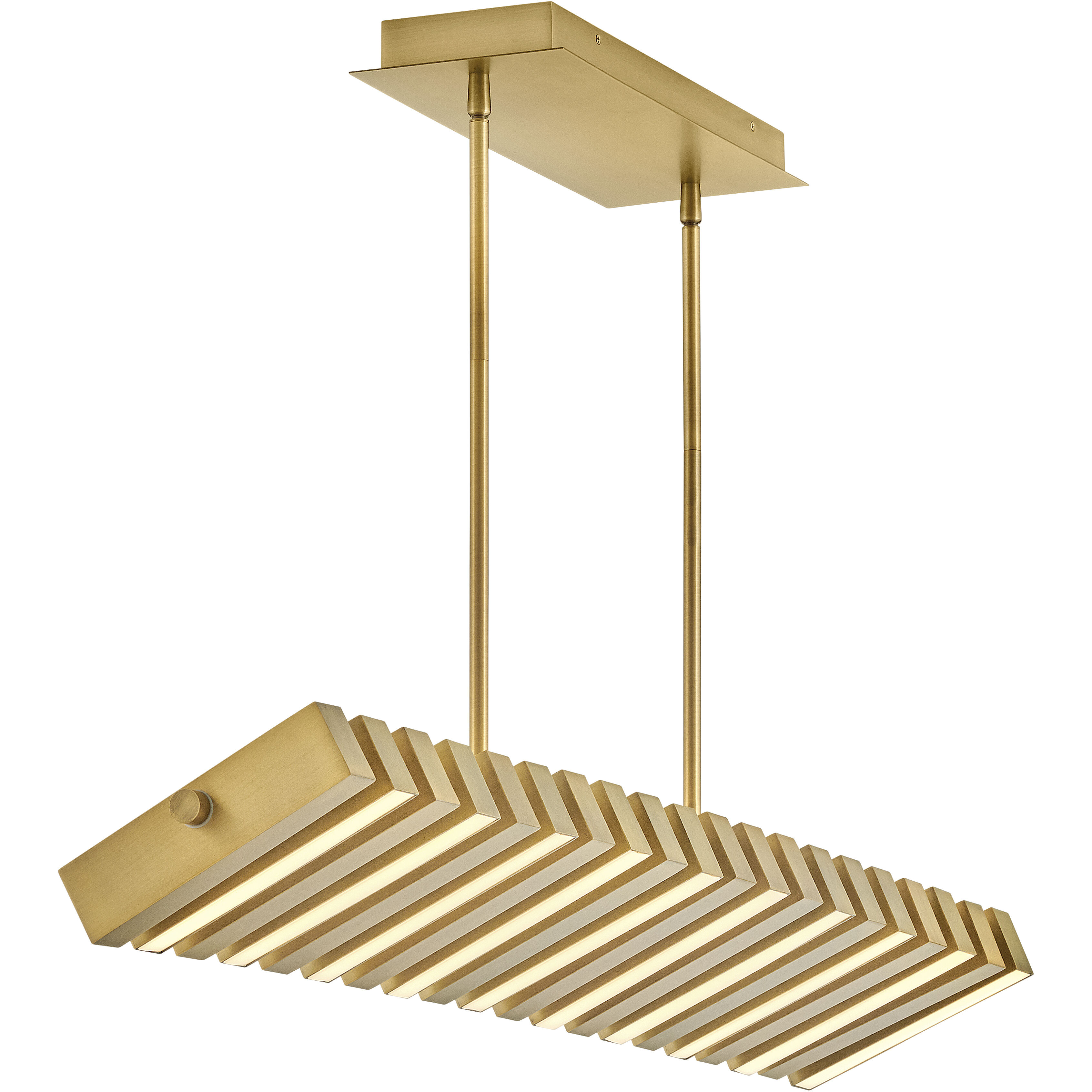 Stitch LED 42 inch Lacquered Brass Chandelier Ceiling Light, Linear & Oval