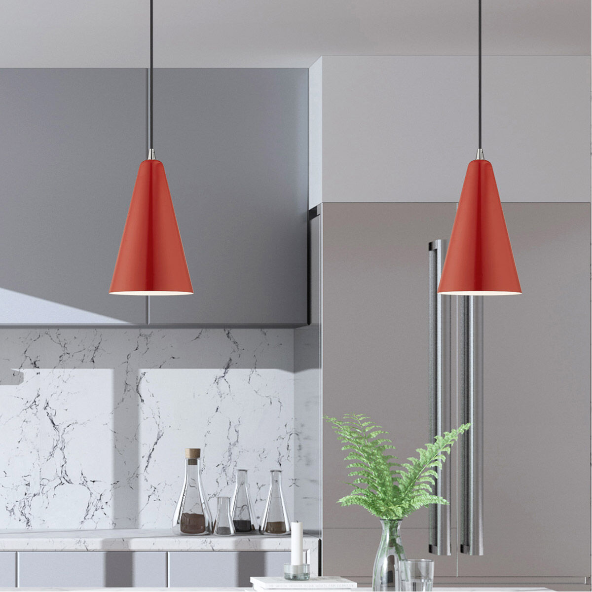 Allison 1 Light 7 inch Shiny Red Mini Pendant Ceiling Light
