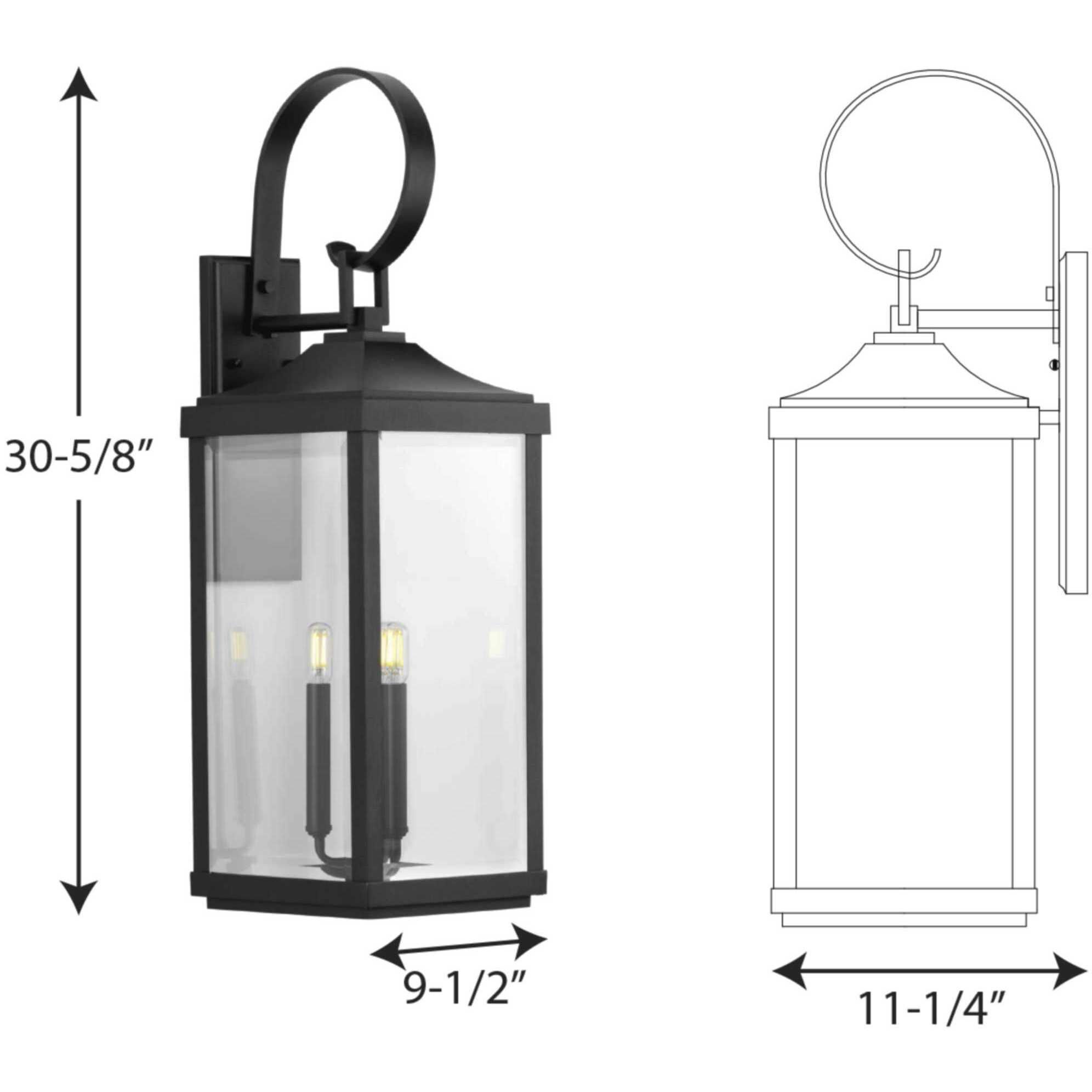 Gibbes Street 3 Light 31 inch Textured Black Outdoor Wall Lantern, Large, Design Series