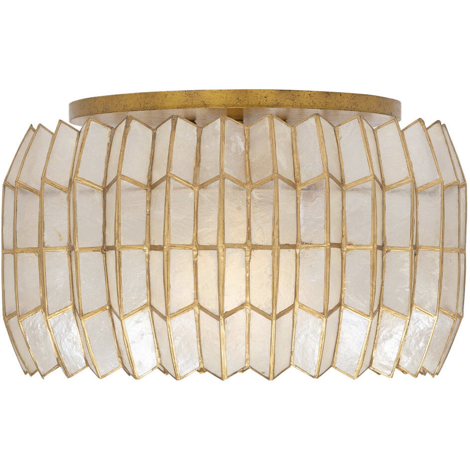 Fractal 1 Light 14 inch Oxidized Gold Leaf Semi Flush Mount Ceiling Light