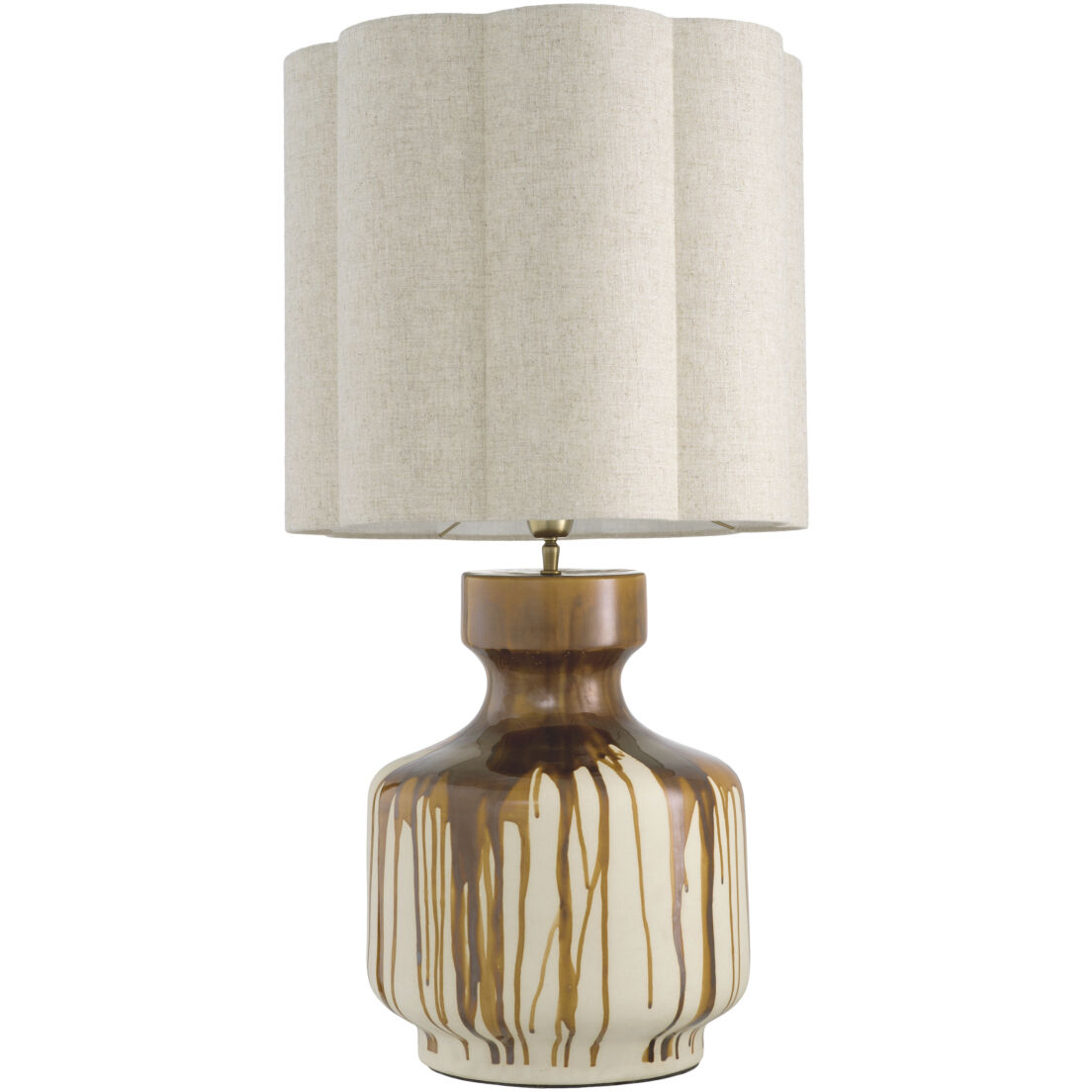 Lorena 33.86 inch 100 watt Brown Drip-Effect with Vintage Brass Table Lamp Portable Light