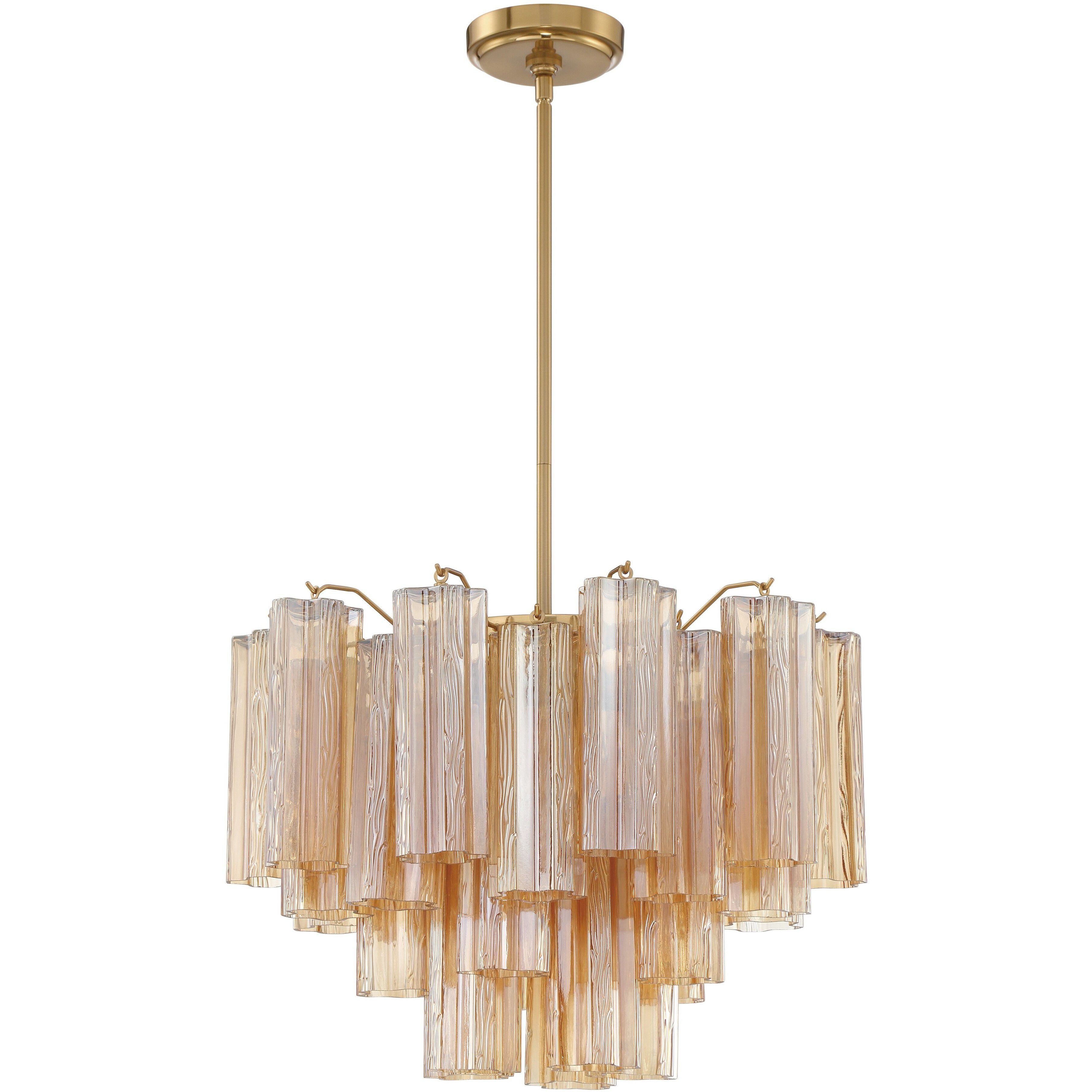 Addis 6 Light 19.75 inch Aged Brass Chandelier Ceiling Light in Tronchi Glass Amber