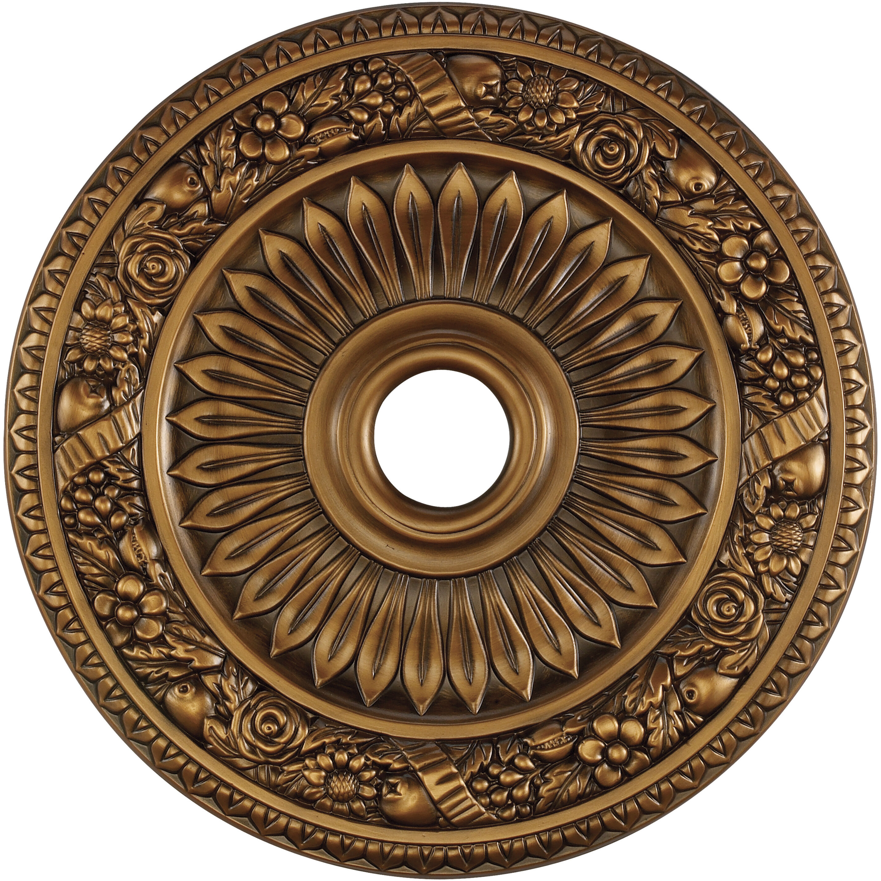 Floral Wreath Antique Bronze Medallion