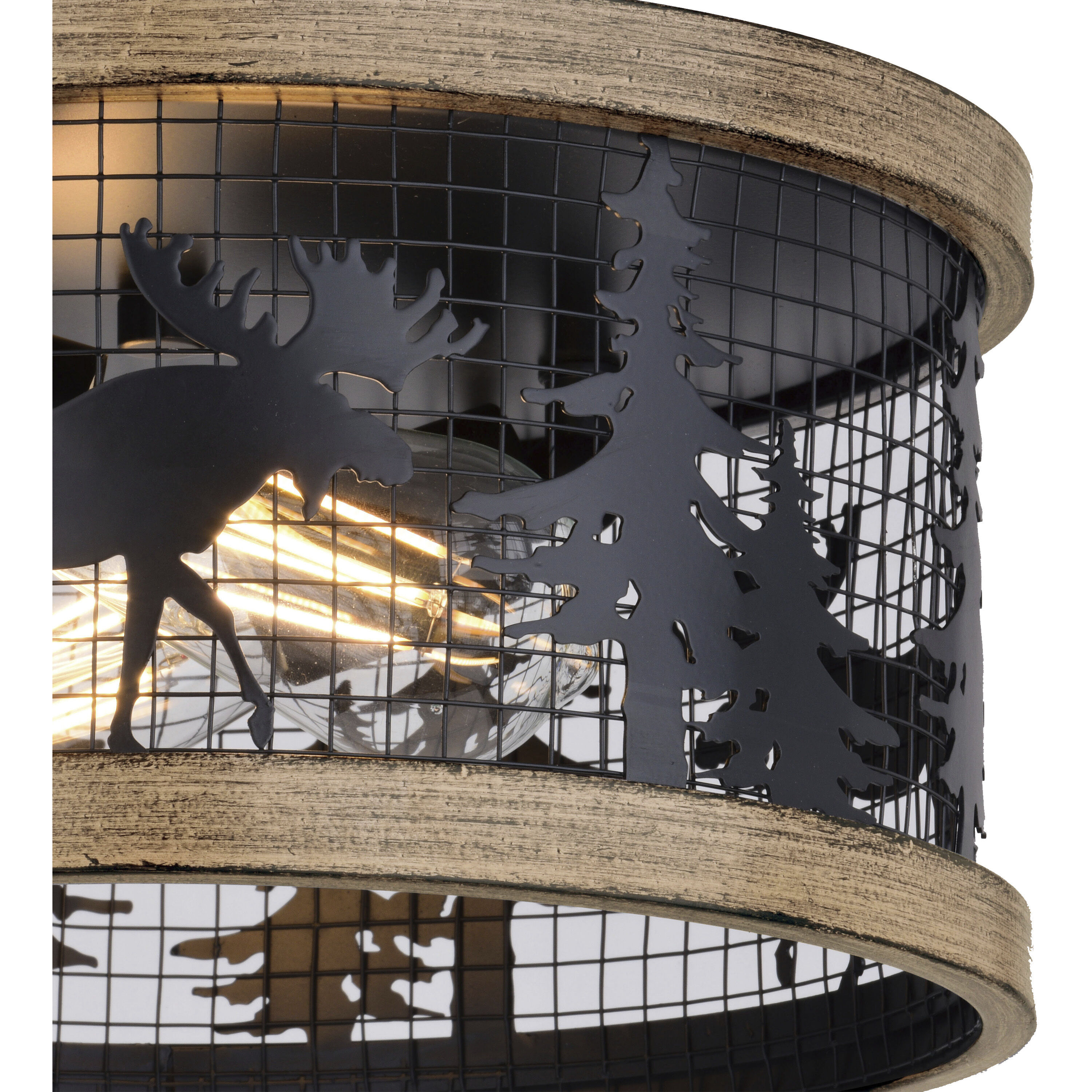 Kodiak LED 12 inch Black and Burnished Teak Flush Mount Ceiling Light