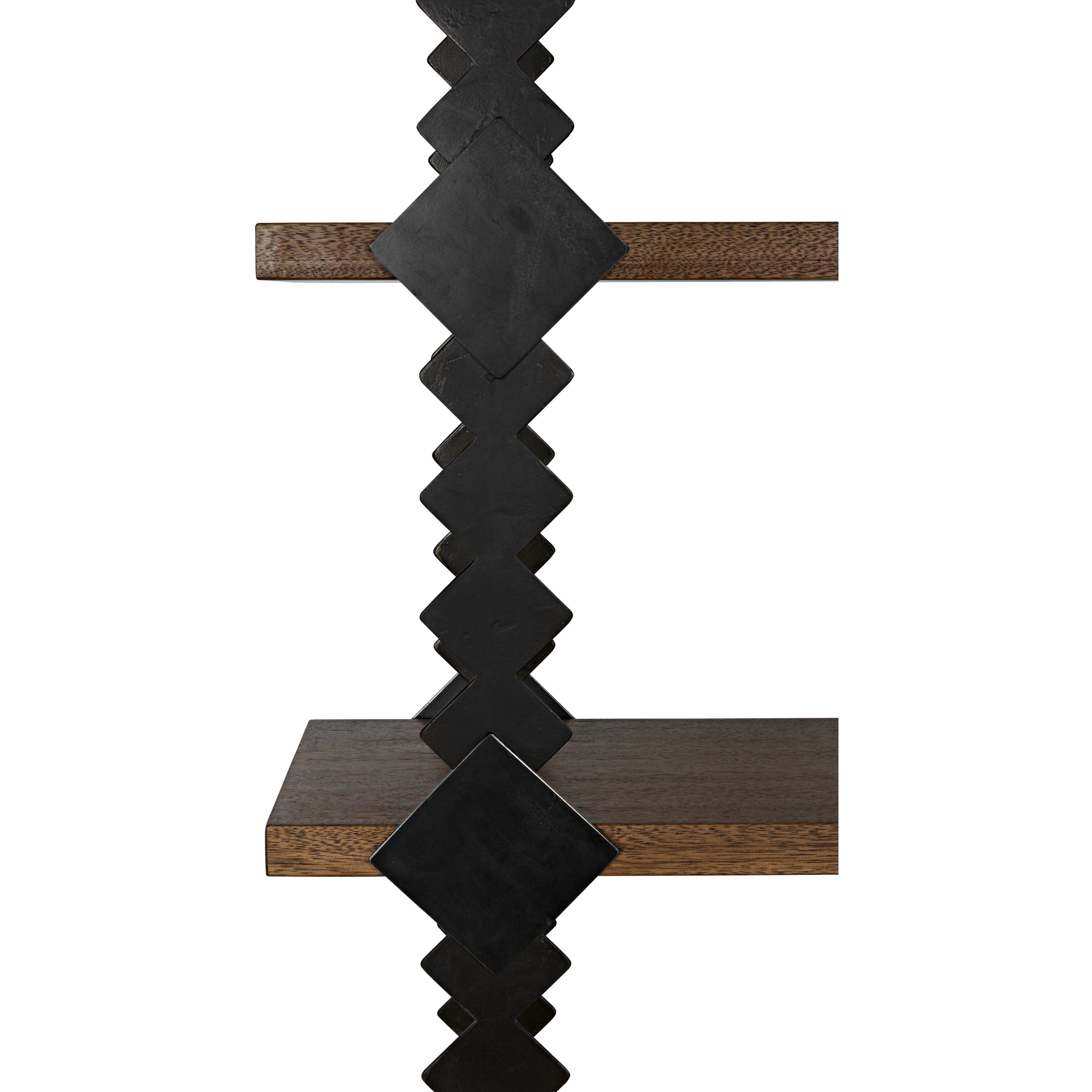 Page 90.5 X 48 X 15 inch Dark Walnut and Black Metal Shelf