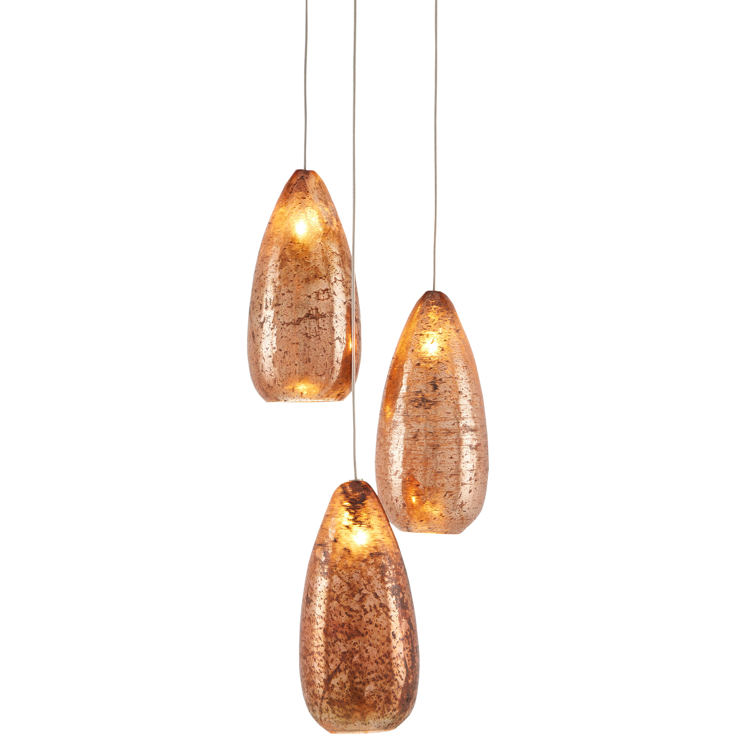Rame 3 Light 9.5 inch Copper/Silver/Painted Silver Multi-Drop Pendant Ceiling Light