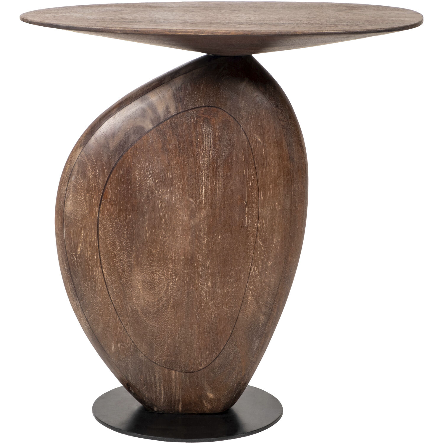 Ravi 24 X 20 inch Top: Dark Brown; Base: Black End Table