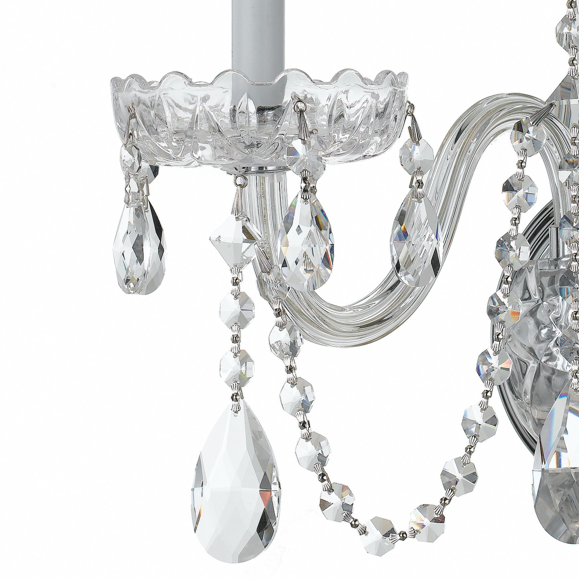 Traditional Crystal Sconce Wall Light in Clear Spectra, Polished Chrome