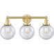 Beacon 3 Light 24.5 inch Satin Gold Bath Vanity Light Wall Light in Seedy