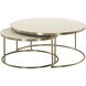 Aragon 40 X 17.5 inch Brass and Faux White Shagreen Coffee Tables, Set of 2