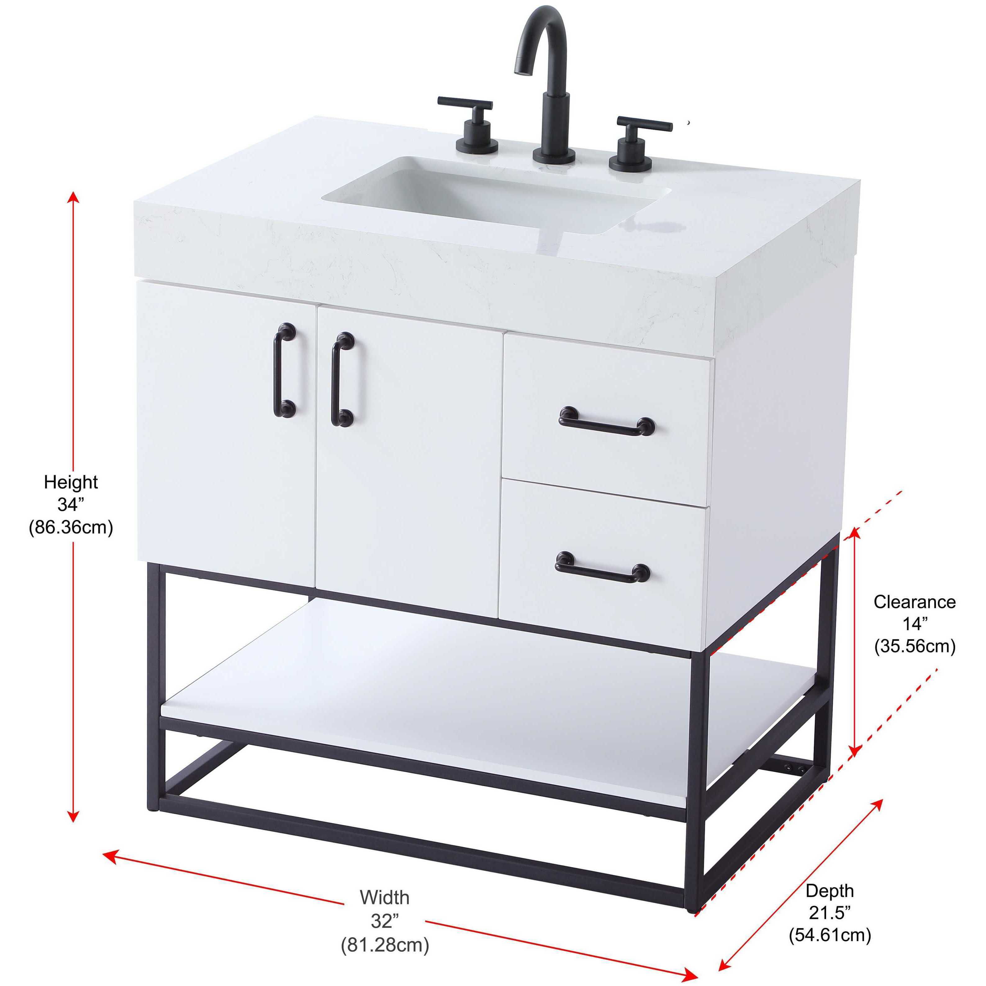 Caroline 32 X 34 inch White Bathroom Vanity Cabinet