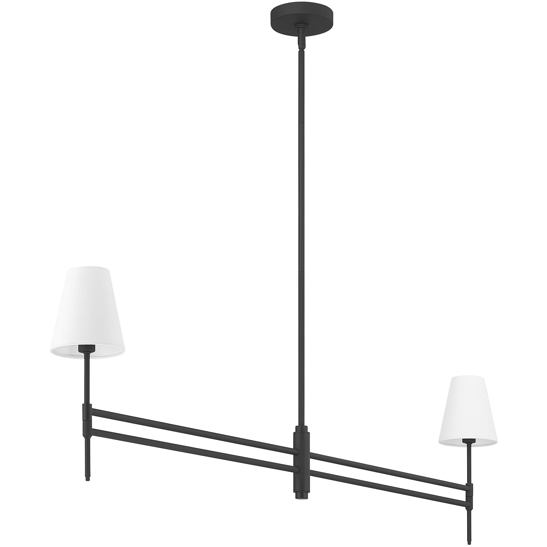 Camelia Stem 2 Light 53 inch Matte Black Linear Chandelier Ceiling Light, Large