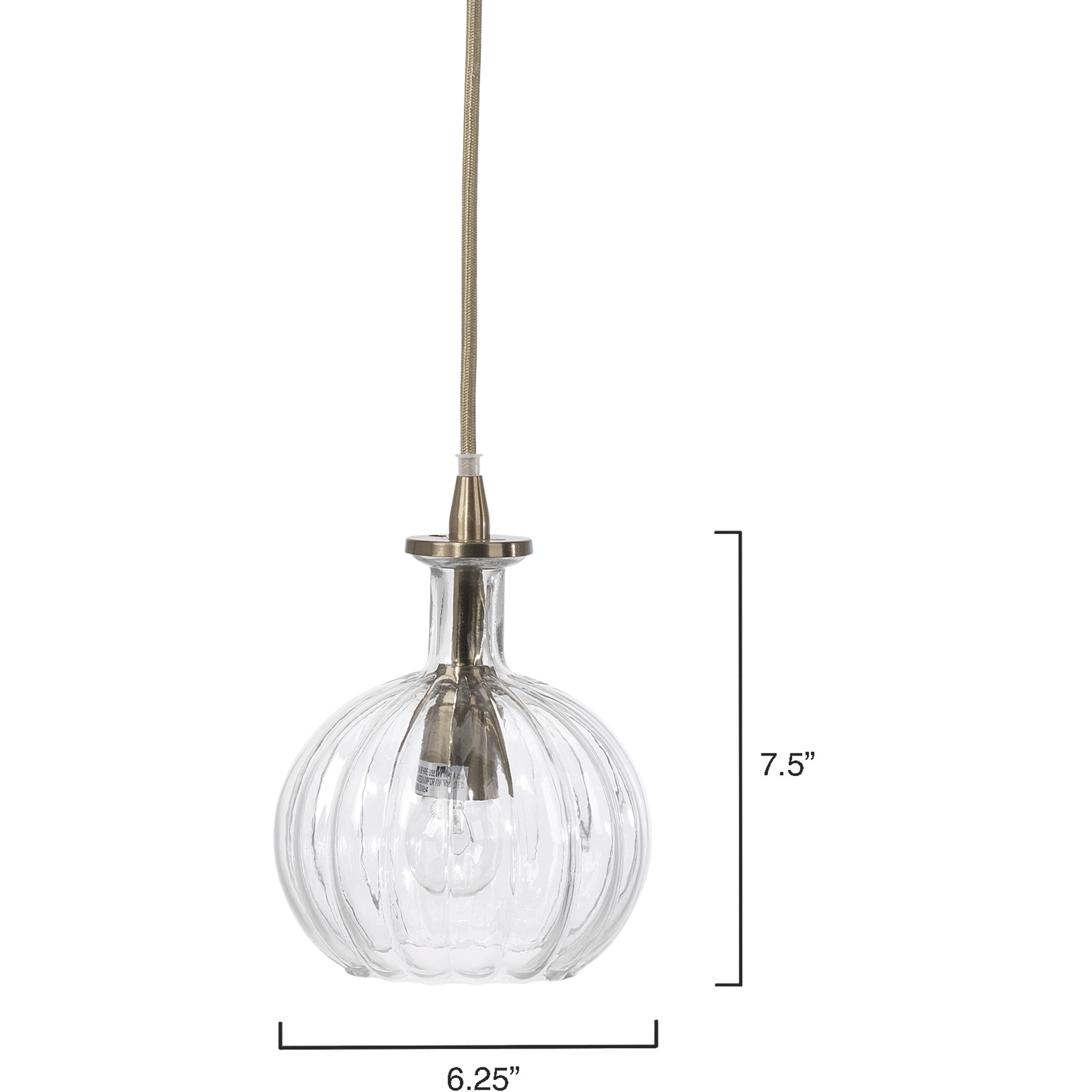 Sophia Carafe 1 Light 6.25 inch Clear with Brass Pendant Ceiling Light