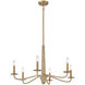 Cannon 6 Light 32 inch Warm Brass and Rope Chandelier Ceiling Light