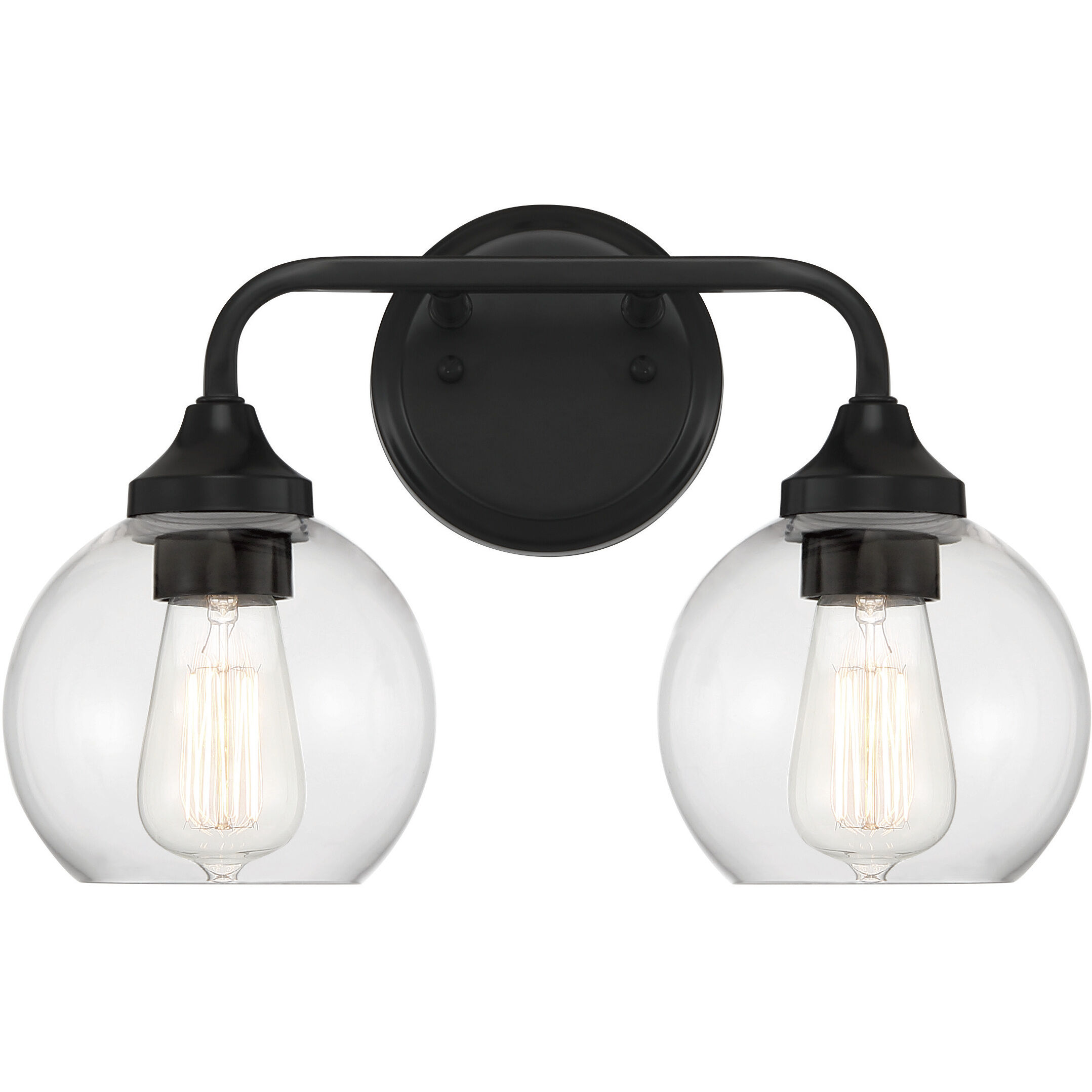 Glenda 2 Light 15 inch Flat Black Vanity Light Wall Light