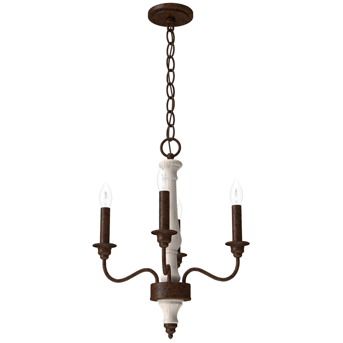 Teren 4 Light 14.25 inch Distressed White Mini Chandelier Ceiling Light
