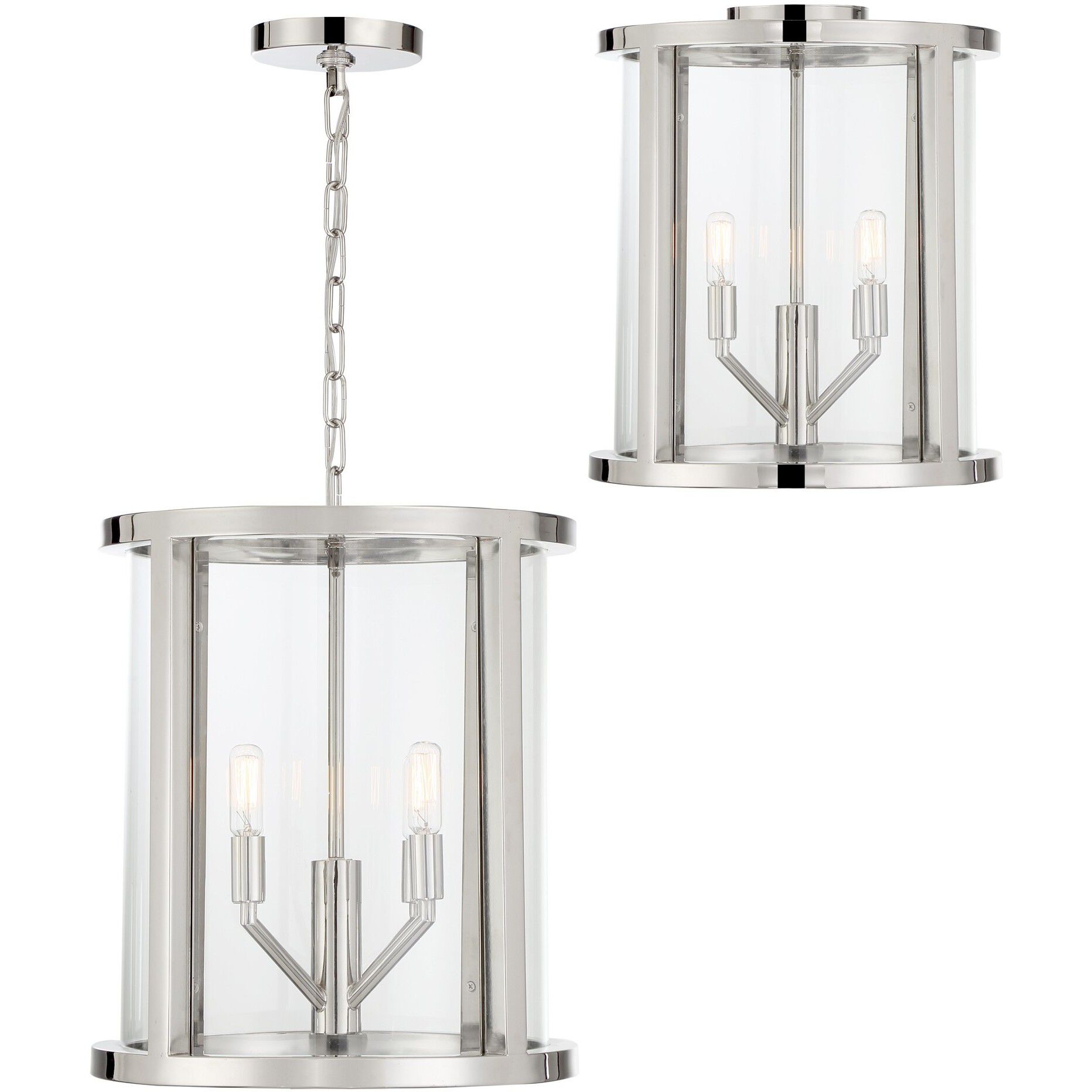 Devon 4 Light 14 inch Polished Nickel Lantern Chandelier Ceiling Light
