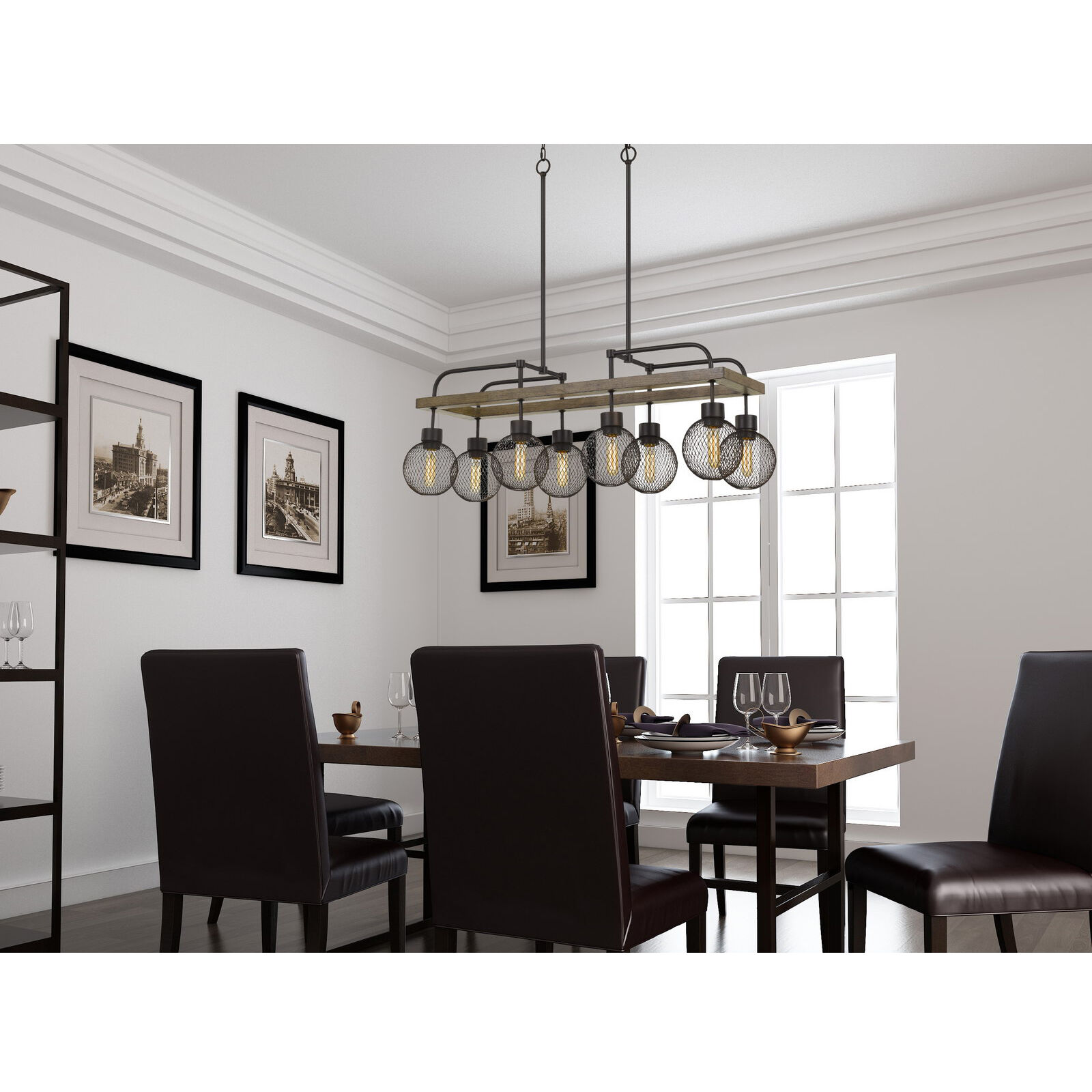 Forio 8 Light 15 inch Pine and Iron Chandelier Ceiling Light