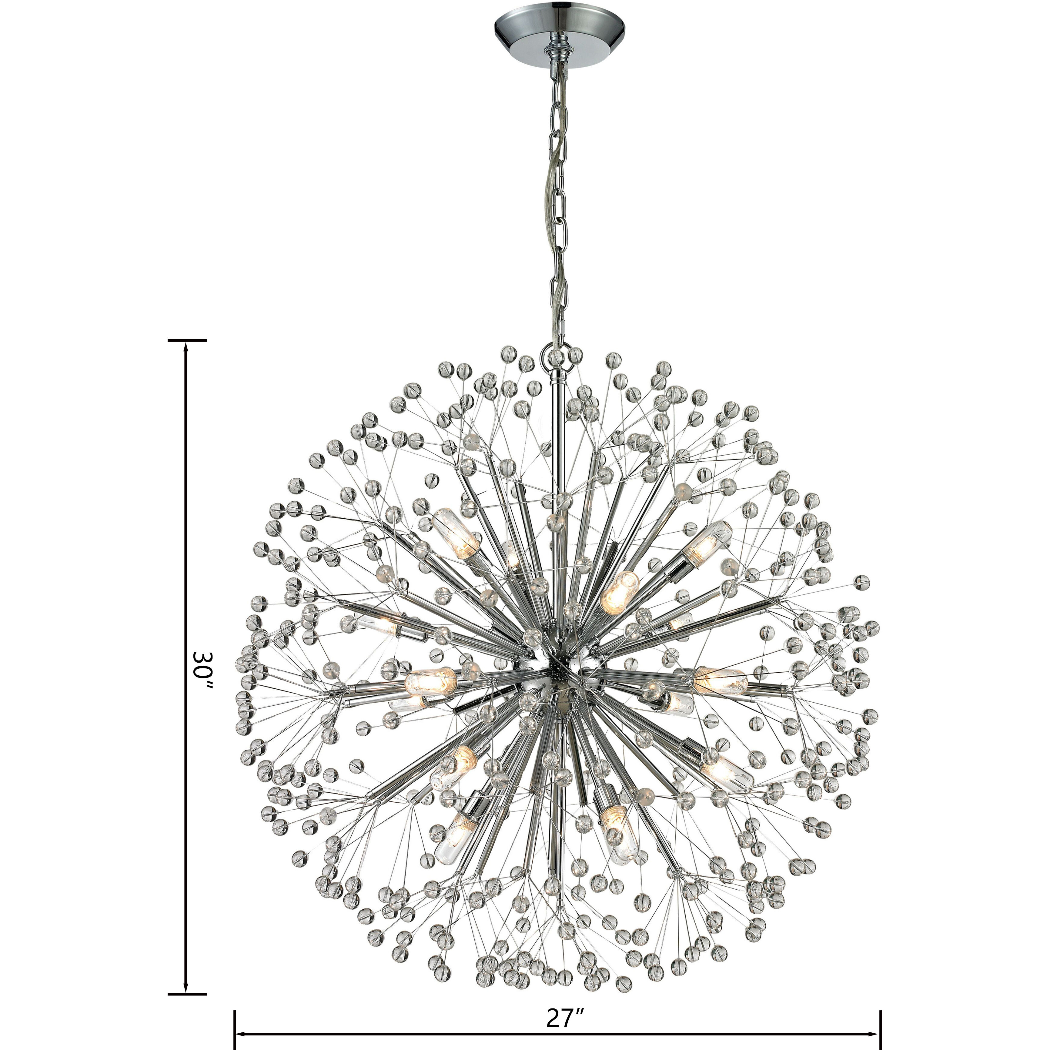 Starburst 16 Light 27 inch Polished Chrome with Clear Chandelier Ceiling Light