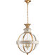 Chapman & Myers Crown Top Globe 3 Light 15 inch Antique White Lantern Pendant Ceiling Light in Antique White Paint, Clear Glass