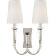 Thomas O'Brien Delphia 2 Light 12.5 inch Polished Nickel Double Arm Sconce Wall Light, Large