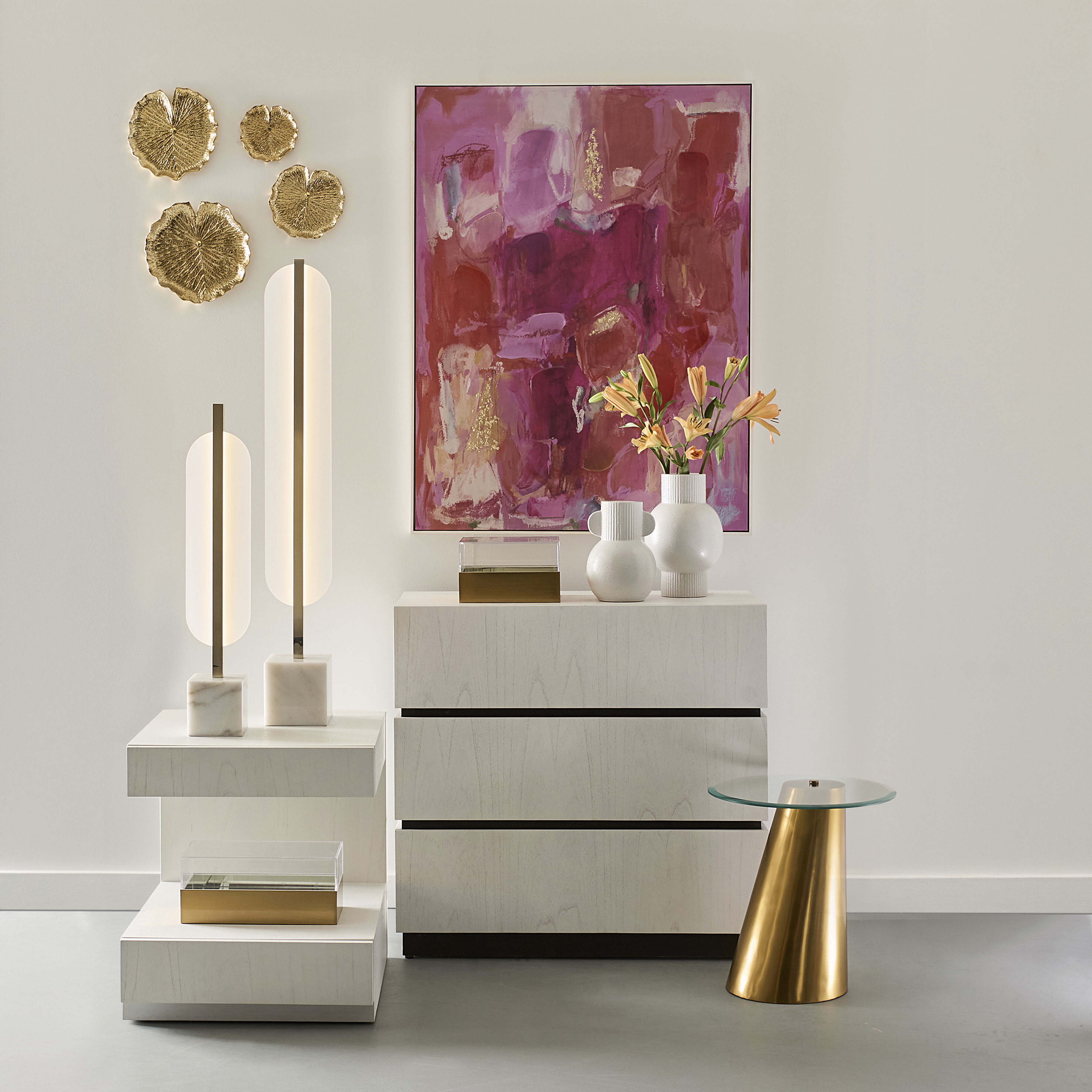 Cone 18 X 17 inch Brass with Clear Accent Table