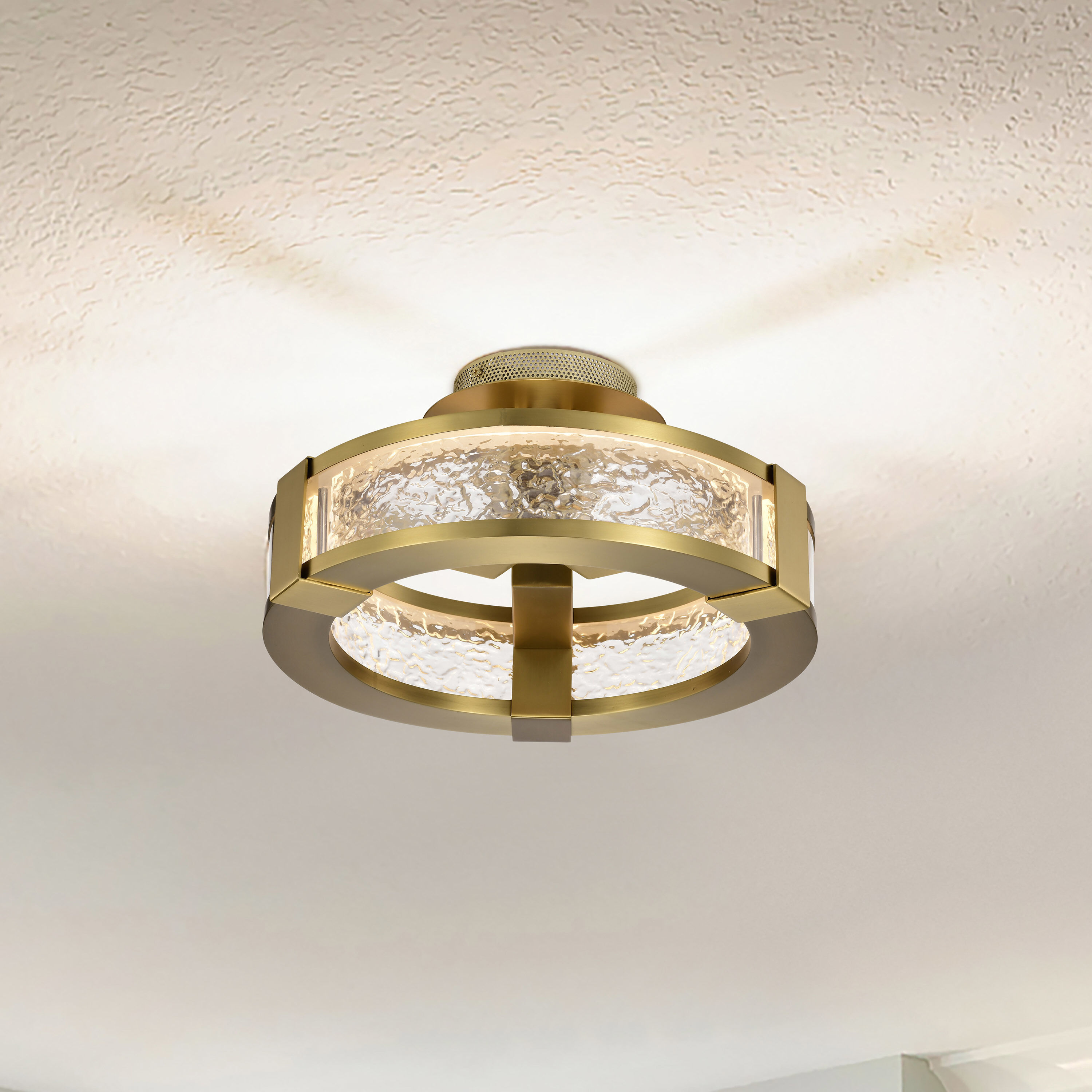 Darrow LED 13.75 inch Vintage Brass Semi Flush Mount Ceiling Light