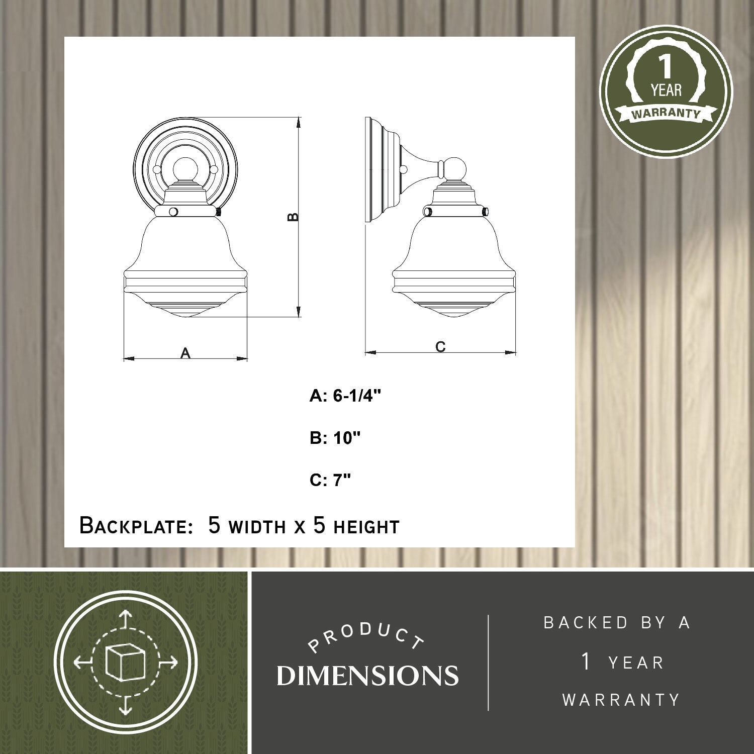 Huntley LED 7 inch Natural Brass Bathroom Light Wall Light