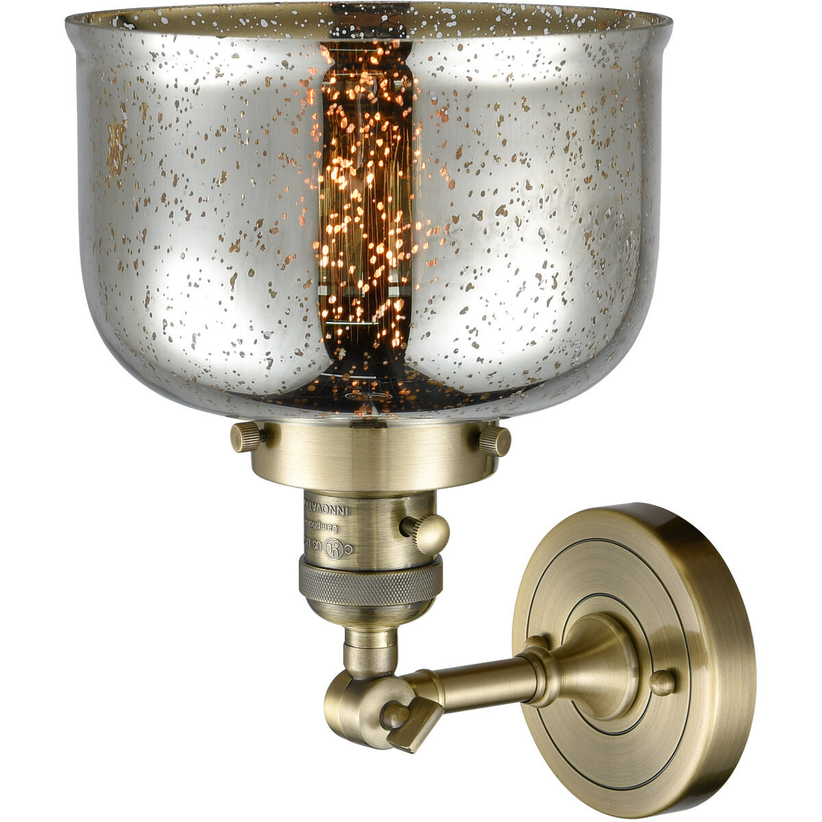 Franklin Restoration Large Bell LED 8 inch Antique Brass Sconce Wall Light, Franklin Restoration