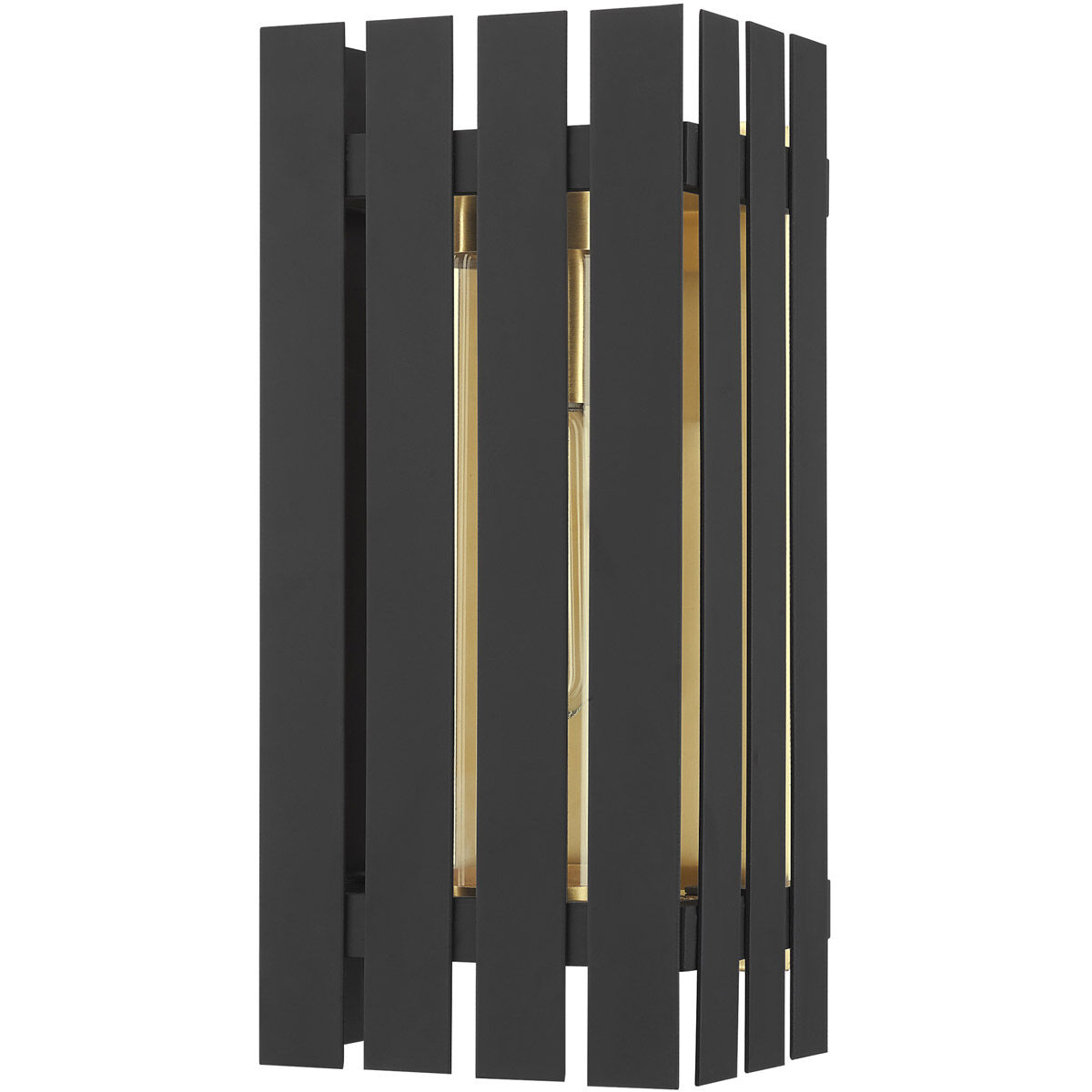 Greenwich 1 Light 10 inch Black with Satin Brass Accents Outdoor Wall Lantern