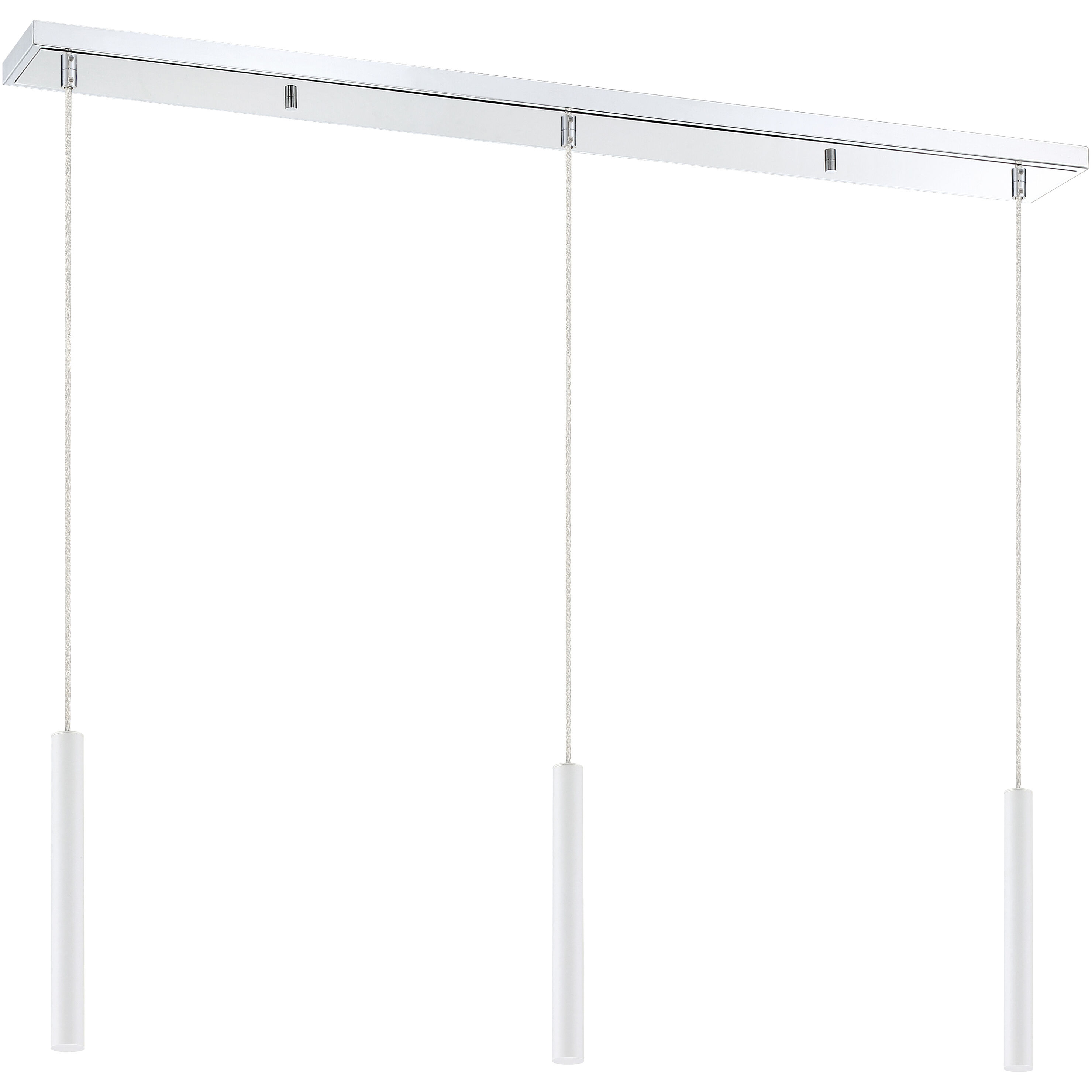 Forest LED 46 inch Chrome Linear Chandelier Ceiling Light in 3, 17, Matte White Steel