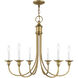 Cranford 6 Light 26 inch Antique Brass Chandelier Ceiling Light