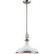 Rutherford 1 Light 15 inch Gloss White with Polished Nickel Pendant Ceiling Light