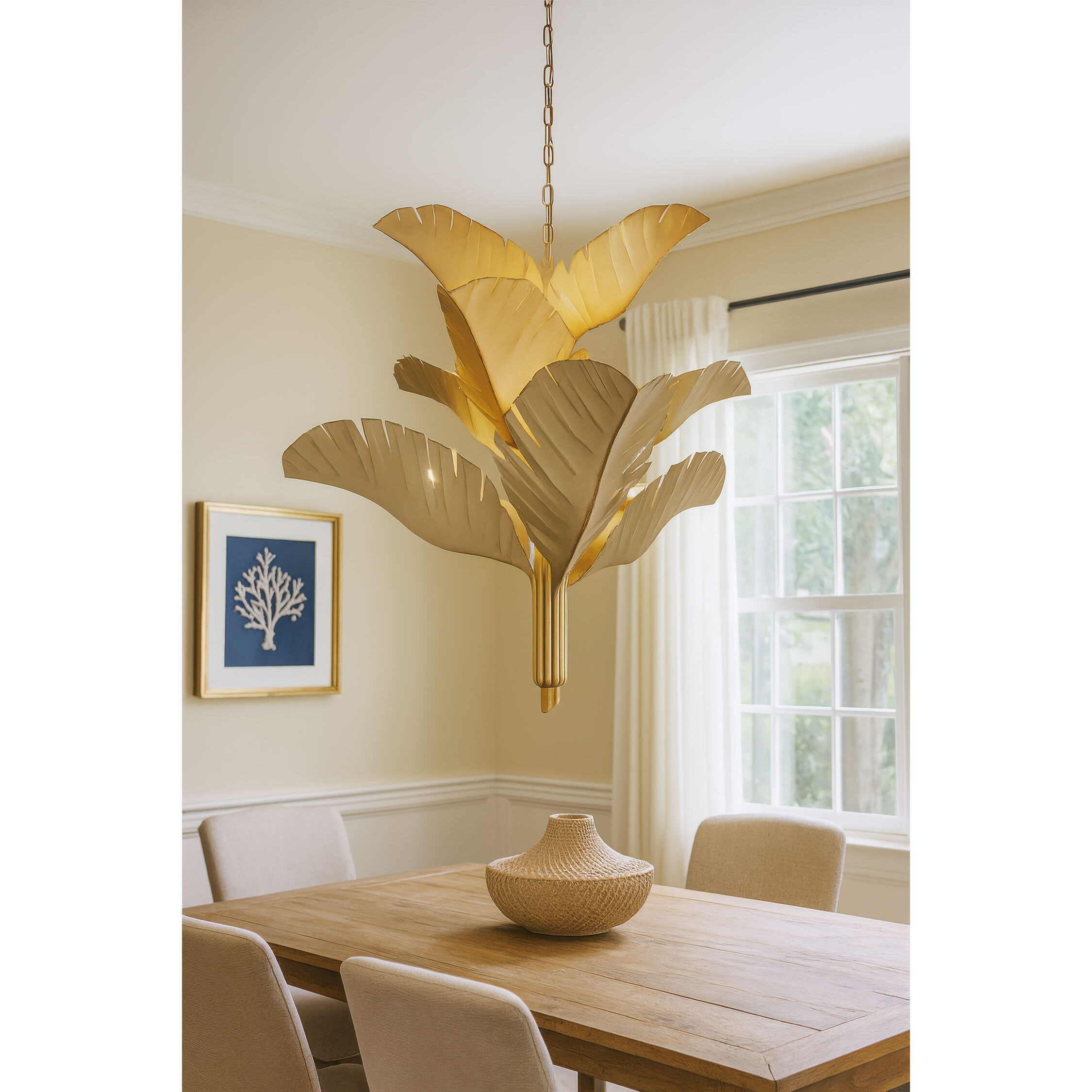 Banana Leaf 9 Light 35 inch Gold Chandelier Ceiling Light