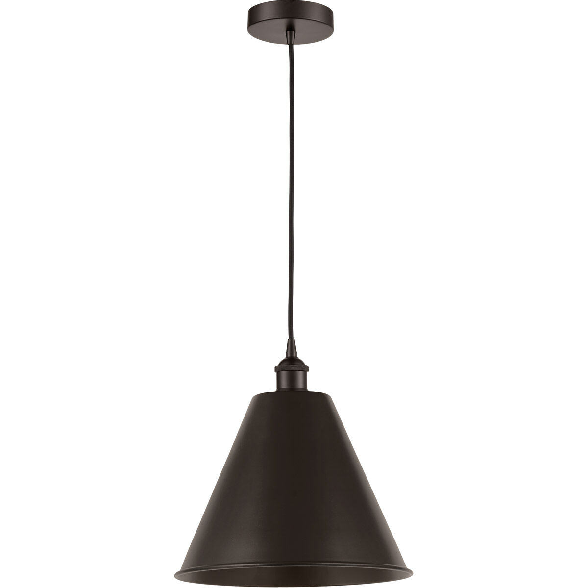 Edison Cone 1 Light 12 inch Oil Rubbed Bronze Mini Pendant Ceiling Light